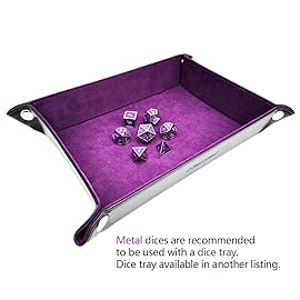 Haxtec Metal DND Dice Purple Silver with PU Leather Dice Bag D&D Dice Set for RPG Compatible with Dungeons and Dragons Gifts TTRPGs-Silver Royal Purple