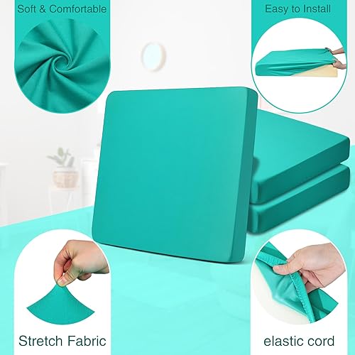 Miniatura 3 de Newwiee 8 fundas de cojín elásticas para sofá para exteriores, fundas de cojín de repuesto para muebles de patio, fundas de asiento de silla,