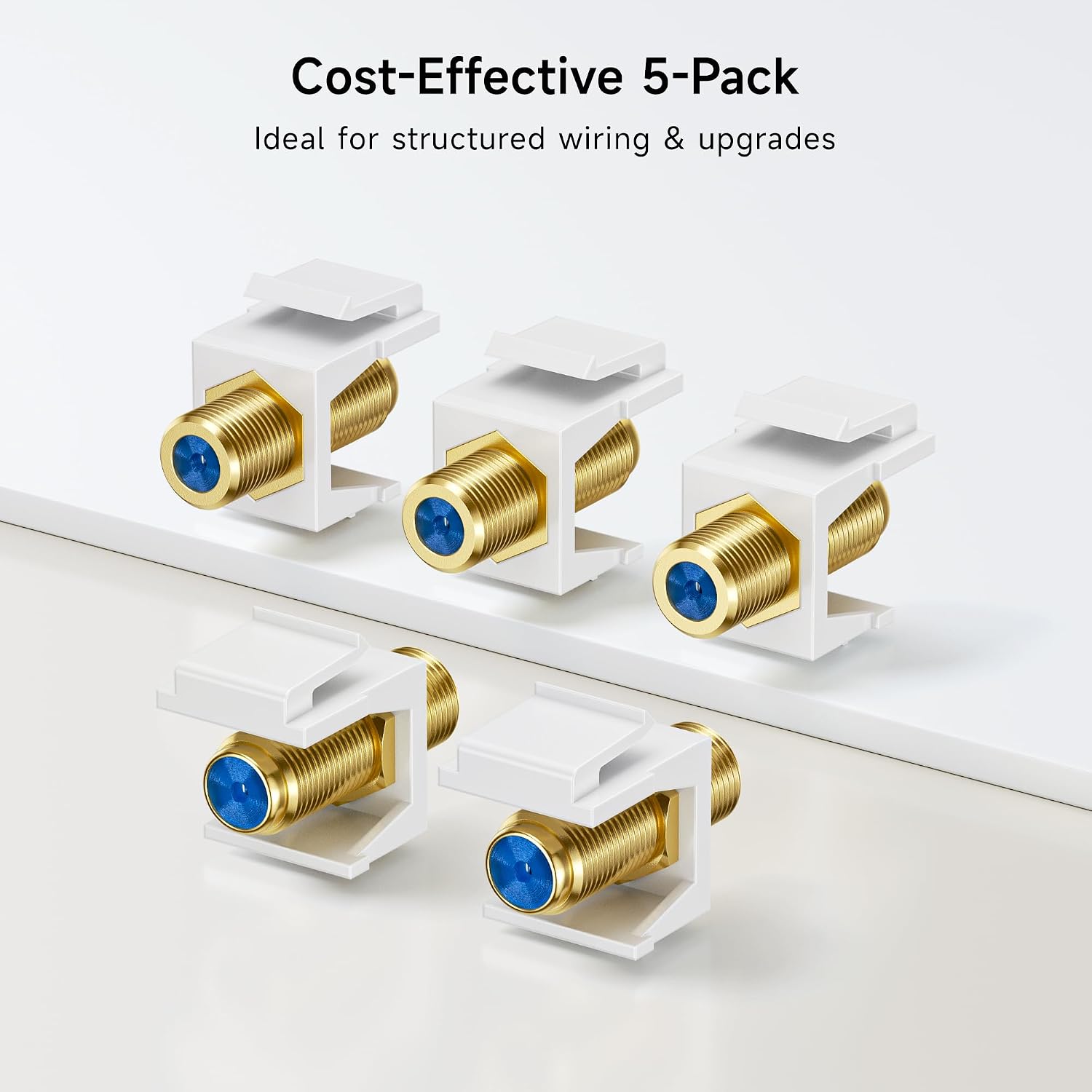 Cable Matters 5-Pack RG6 Keystone Jack Insert, Coaxial Keystone Jack Insert Gender Changer