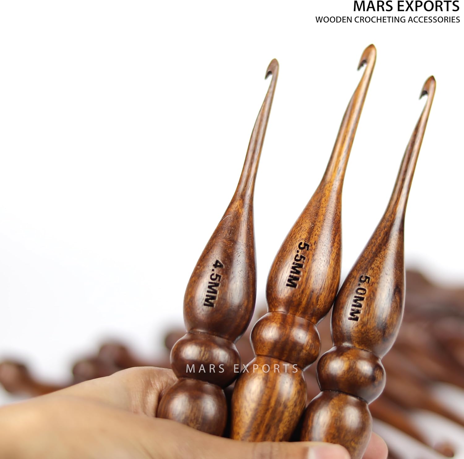 13 Pieces Premium Wooden Crochet Hooks, Crochets Hooks Set for Knitting and Crocheting - Rosewood Knitting Needles (D4)