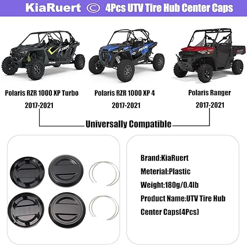 Miniatura 2 de 4 tapas centrales para neumáticos UTV compatibles con Polaris RZR 1000 XP TurboXP 4Ranger 2017-2021, accesorios de tapa reemplazan a OEM #1522872-655