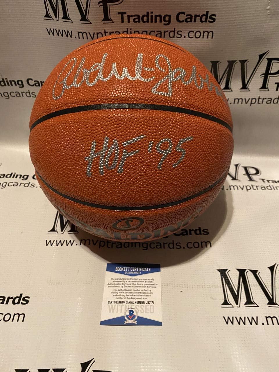 Beckett Authentic Kareem Abdul Jabbar Autograph Full Size Replica NBA Spalding Basketball w/HOF Inscription