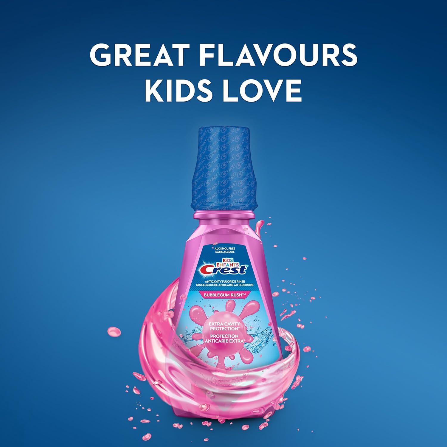 Crest Kid's Anticavity Fluoride Rinse, Bubblegum Rush, Pack of 4