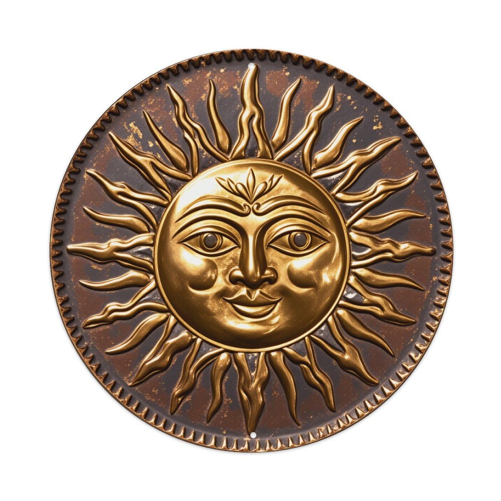 Sun Face With Radiant Rays Round Tin Sign Retro Metal Sign for Cafe Bar Pub Home Game Room Gym Club Wall Decoration Vintage Metal Poster 8x8 Inch