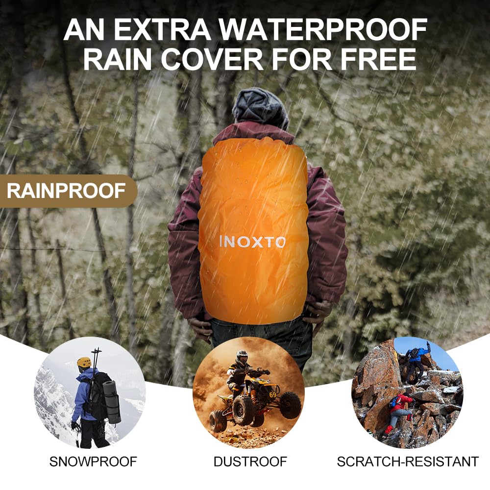 INOXTO 40L Hiking Backpack, Camping Backpack with Waterproof Rain Cover for Men, Outdoor Sport Travel Daypack for Climbing