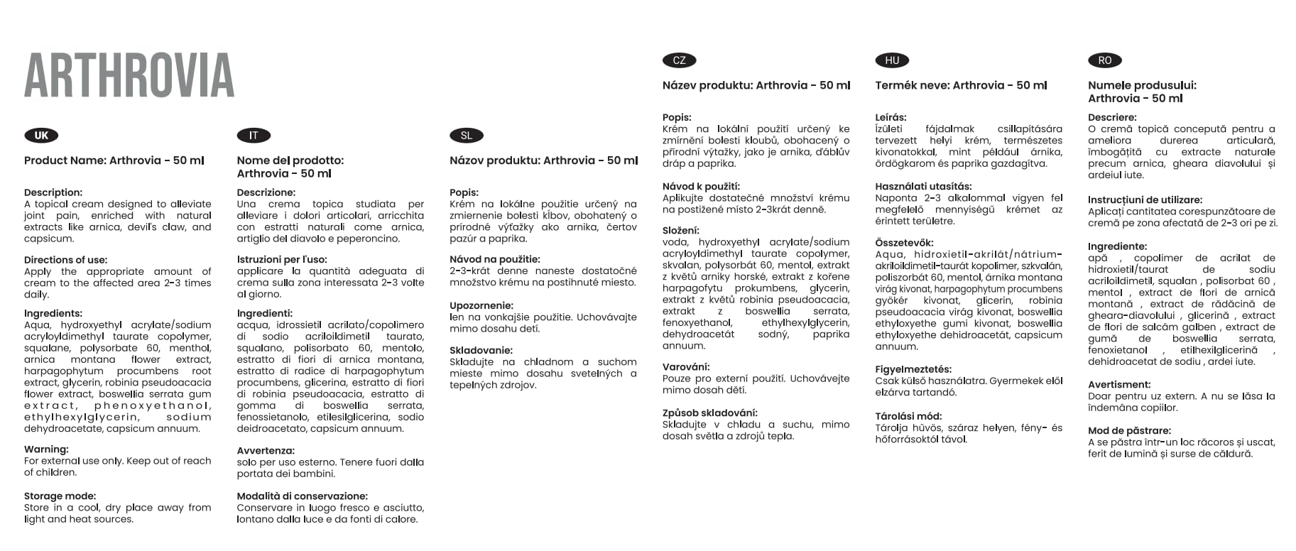 Arthrovia 50 ml Crema naturale ed efficace!