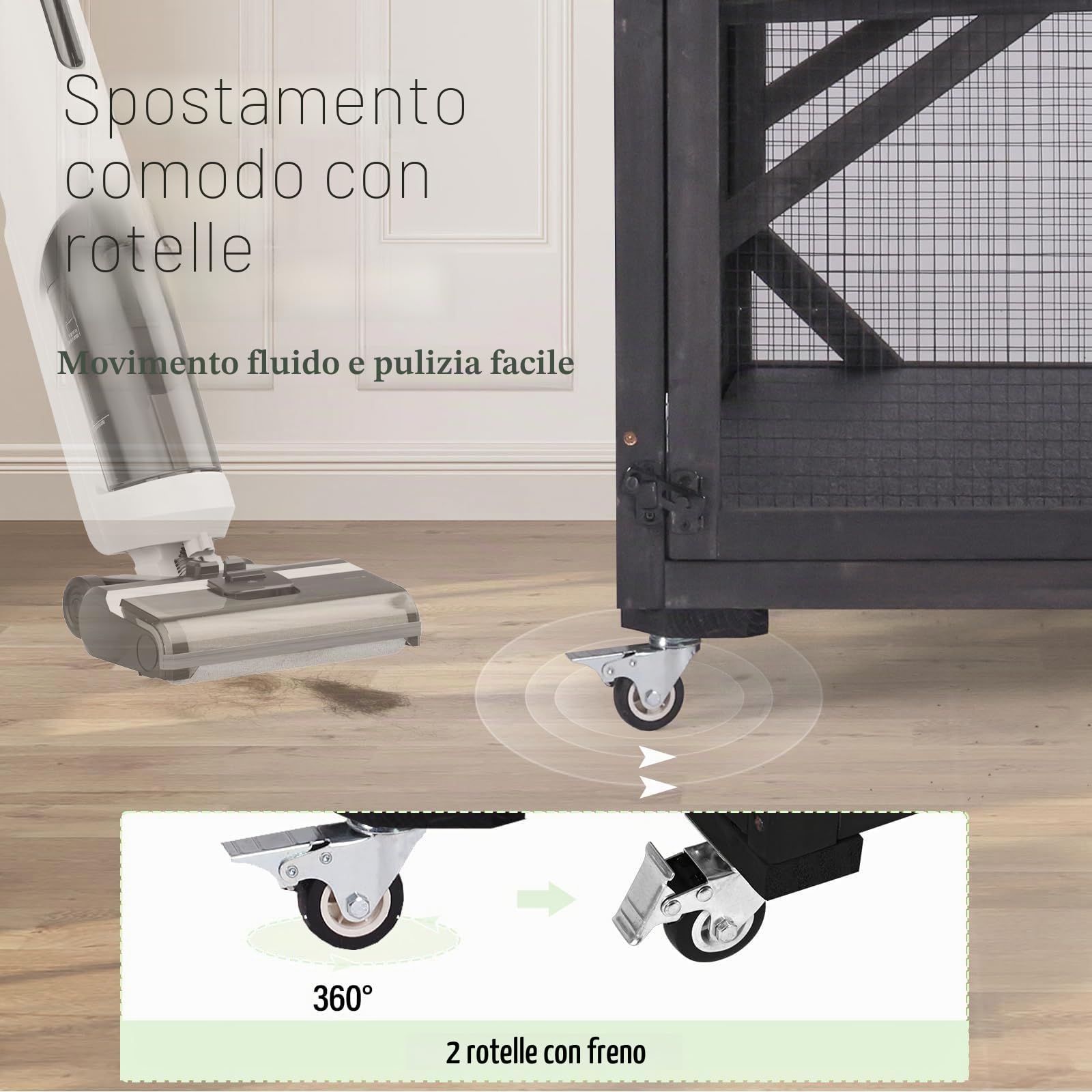 Seiyierr Catio Gabbia per gatti alta 66 pollici, grande casa per gatti su ruote, tetto impermeabile, stile antigraffio e amaca, per esterni, strato in PVC (marrone)