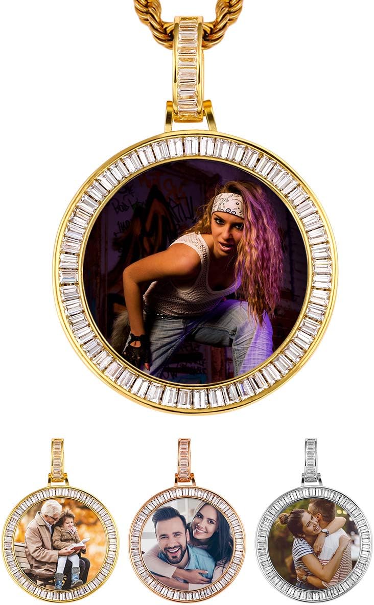 TUHE Custom Picture Necklace Personalized Photo Pendant For Men Women Iced Out Customized Photo Necklace Hip Hop Memory Pictures Chains Customized Jewelry With Photo