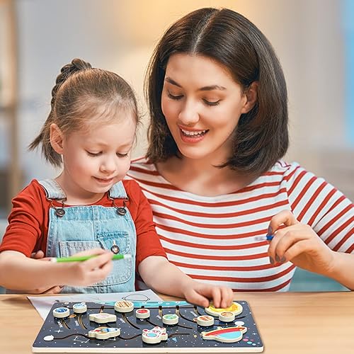 Miniatura 4 de Zeoddler Rompecabezas de sistema solar móvil para niños de 3 a 6 años, juguetes espaciales de madera, planetas para niños, actividades de