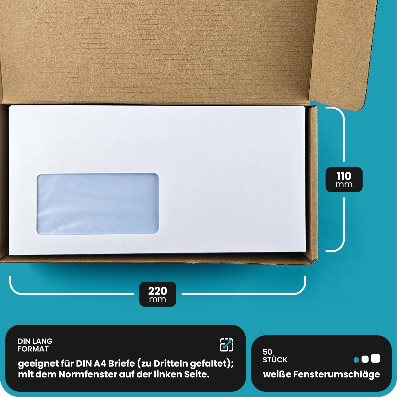 110 Buste DIN Lang Autoadesive - 110x220 Mm, Bianche Con Privacy Grigio - Foto 3