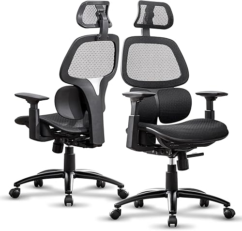 COMHOMA Silla de oficina ergonómica, silla de escritorio de respaldo alto, silla de oficina de malla cómoda, bloqueo de inclinación de 90-130,