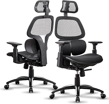 COMHOMA Ergonomic Office Chair, High Back Home Desk Chair Comfy, 90-130 Tilt Lock, 3D Headrest, Big and Tall Office Chair 350lb, Ergo-Black