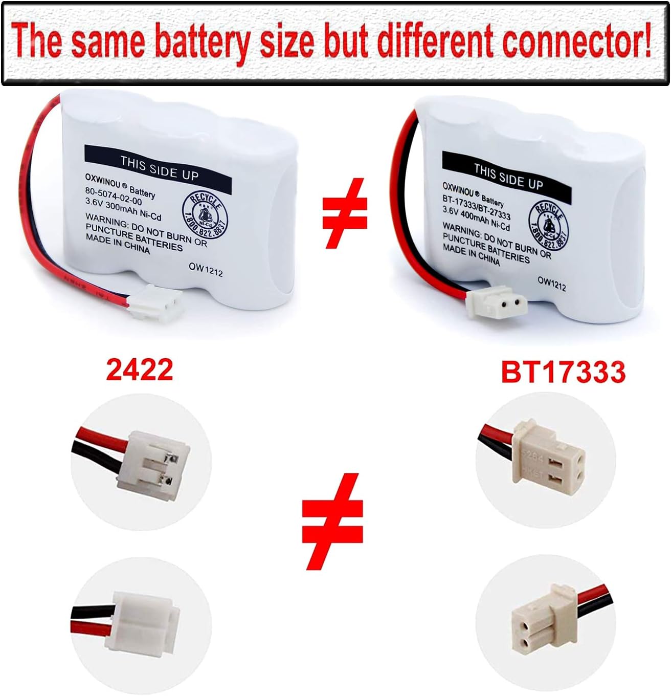 BT-17333 BT-27333 Handset Telephone Rechargeable Battery 2/3AA 3.6V NI-CD Cordless Phone Battery Compatible with BT17333 BT27333 BT-17233 BT17233 BT-163345 CS5121(Pack of 2)