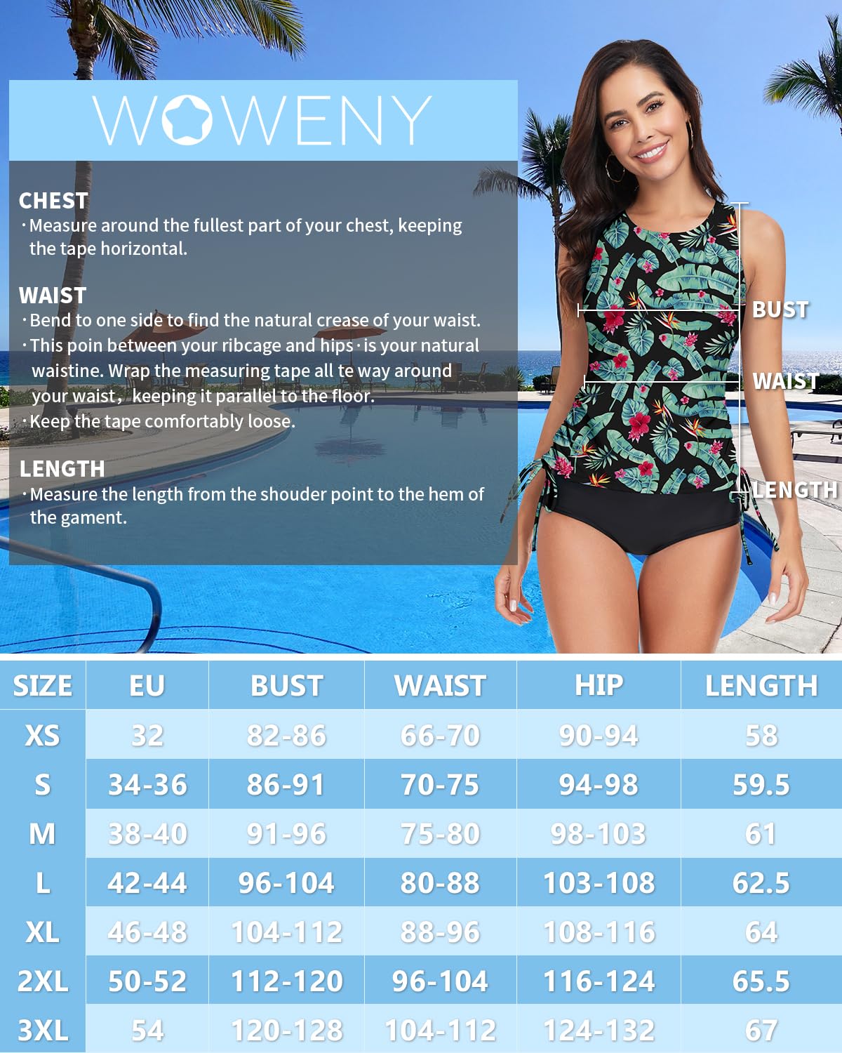 WOWENY Maillot de Bain Tankini pour Femme - Haut de Bikini - Dos croisé - Séchage Rapide - Rembourré