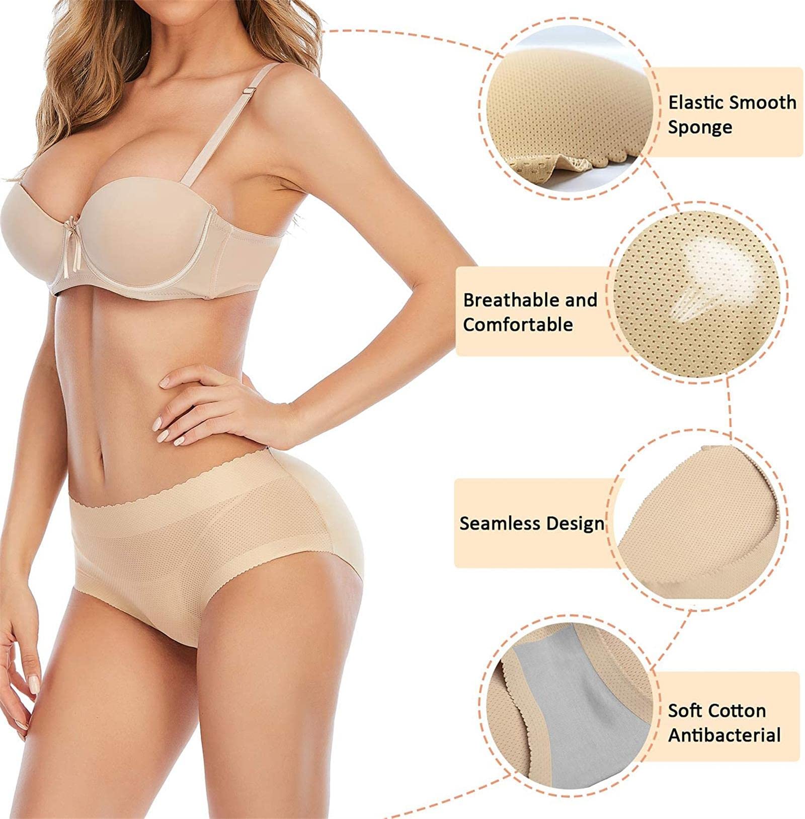 Guaina Modellante Donna Donne Imbottite Mutandine Push Up Bact Shaper Shaper Cuscinetti Invisibili di Controllo Invisibili Mutandine-885 Black Mid Waist,M