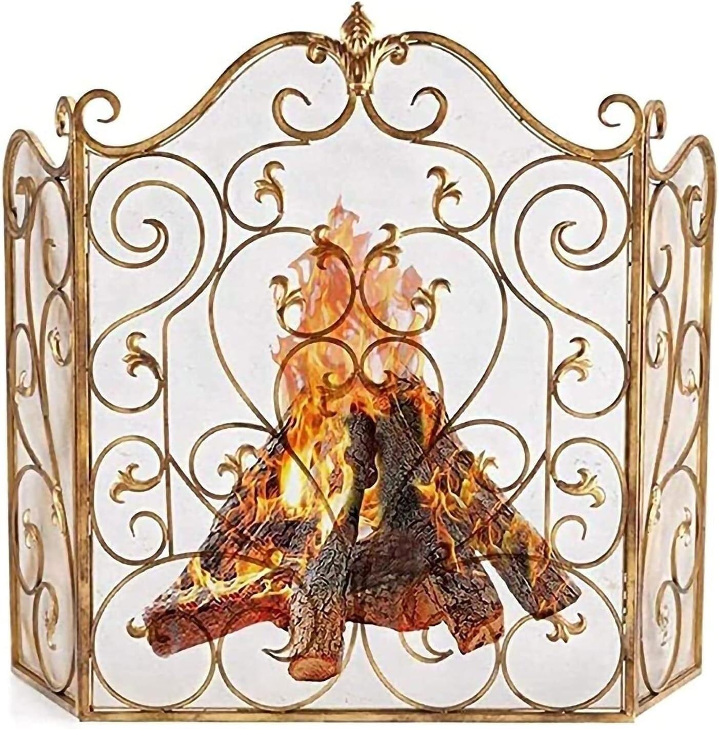 Fireproof 3-Panel Foldable Screen, Safety Fireplace Fence for Baby & Pets, Adjustable Protective Barrier, Durable Heat-Resistant Shield, Home Safety Solution