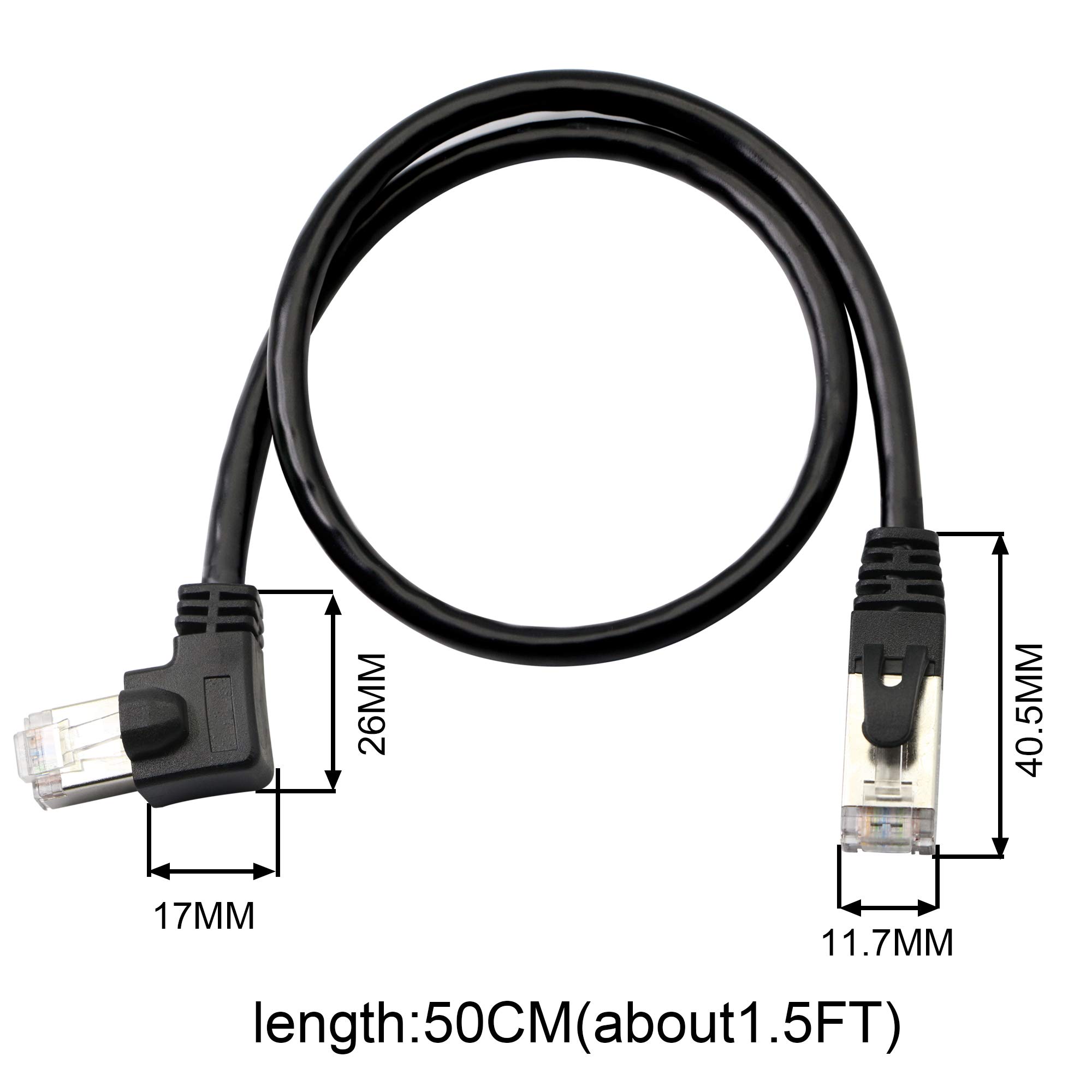 Cavo Ethernet Cat5 RJ45 Angolato 90° - 46 Cm - Maschio-Maschio - Per PC, Router, Modem, Xbox, PS4 - Connessione Stabile
