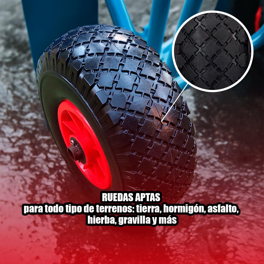 Rz Tools | Paquete De 2 Ruedas Antipinchazos | De 3.00-4 260 X 75 | con Rodamiento Metálicos | Suaves y Resistente | Ruedas para Carro Sólidas | Apta para Jardín, Taller Y Exterior | 2 Ruedas Macizas