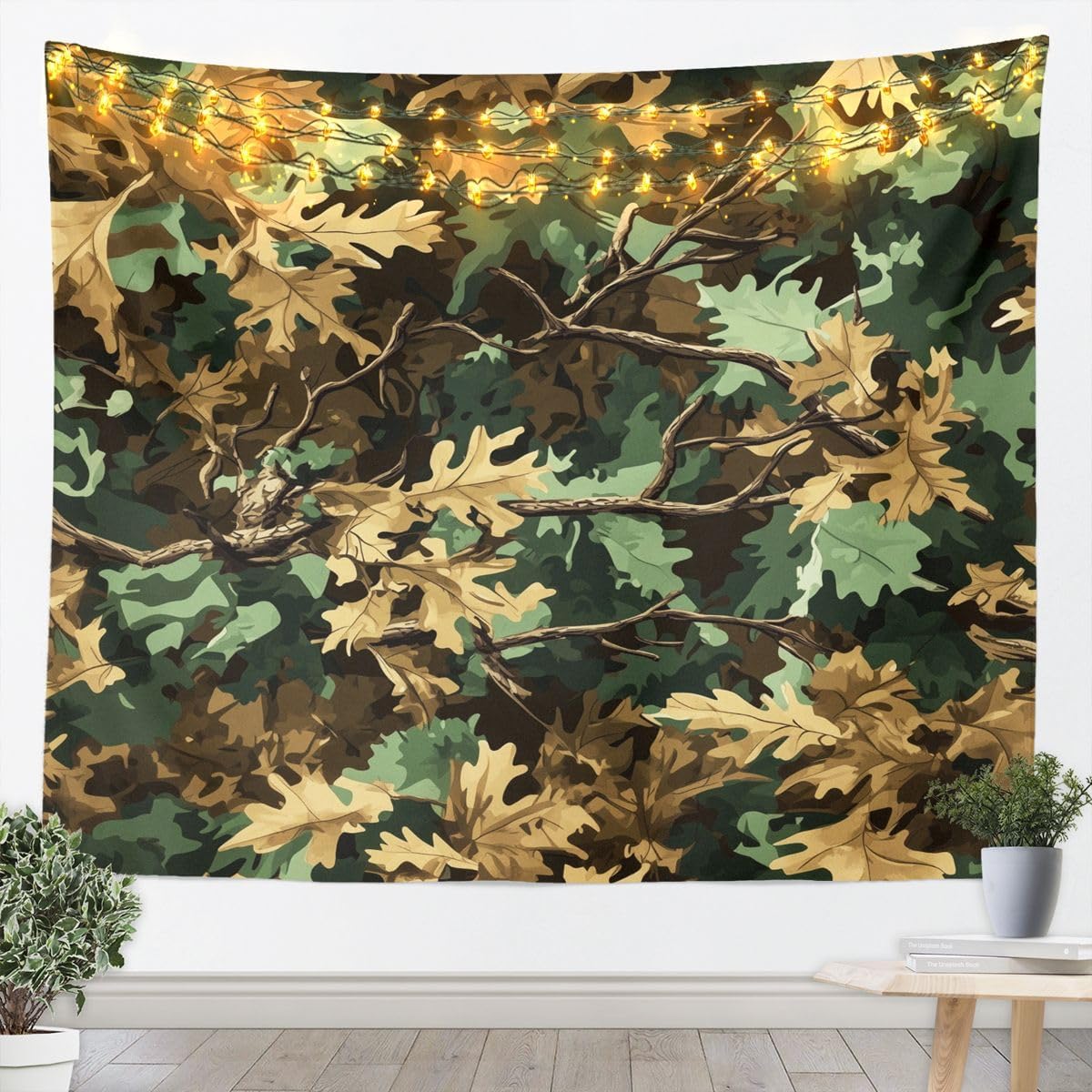 Feelyou Camouflage Tapestry Camo Wall Art Military Style Wall Hanging Blanket for Living Room Bedroom Blue Black Home Decor Medium 59"x59" Luxury image 3