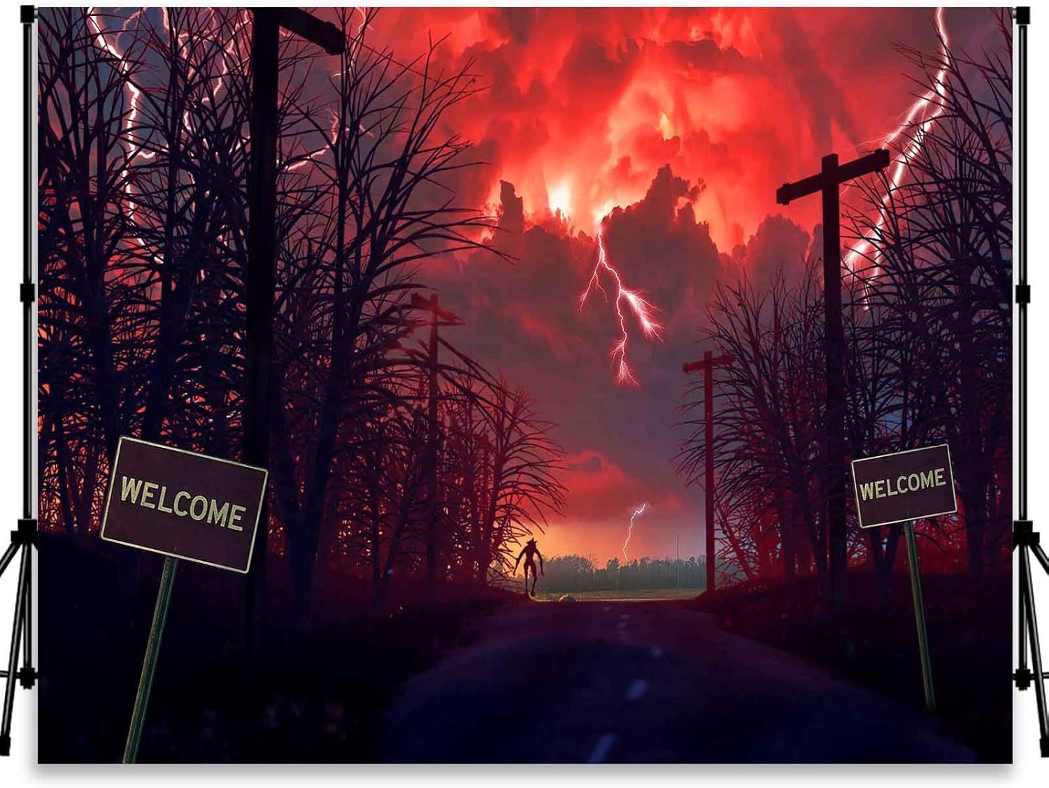 8x6ft Forest Backdrop Crimson Nightmare Sky with Deadwood Halloween Party Background Party Home Decorations Photo Studio Banner Props YUNBDJ1265