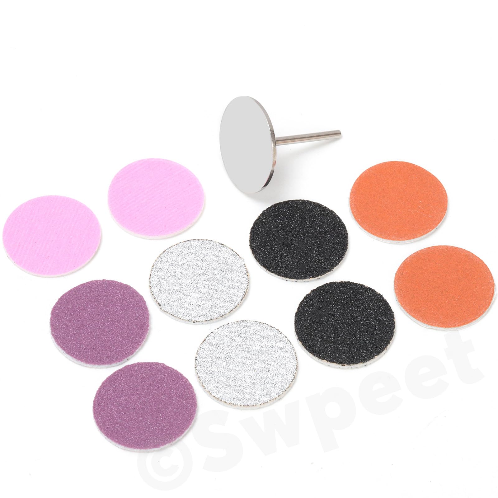 Swpeet 201Pcs 5Colors 80# 120# 150# 180# 240# Grids sostituzione disco di carta da levigatura con metallo unghio trapano bit kit, dischi di carta da levigatura, dischi di levigatura autoadesivi bit