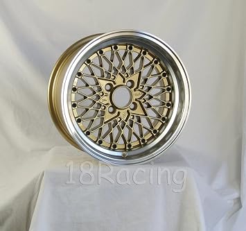4 PCS ROTA OS MESH WHEELS 15X8 PCD4X114.3 OFFSET 10 HB 73 GOLD WITH POLISH LIP