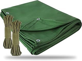 FoundGo Canvas Tarp 8' x 10' Heavy Duty Waterproof Tarps with Grommets, UV Resistant, 22 Mil Tarpaulin,14 oz Durable Cloth...
