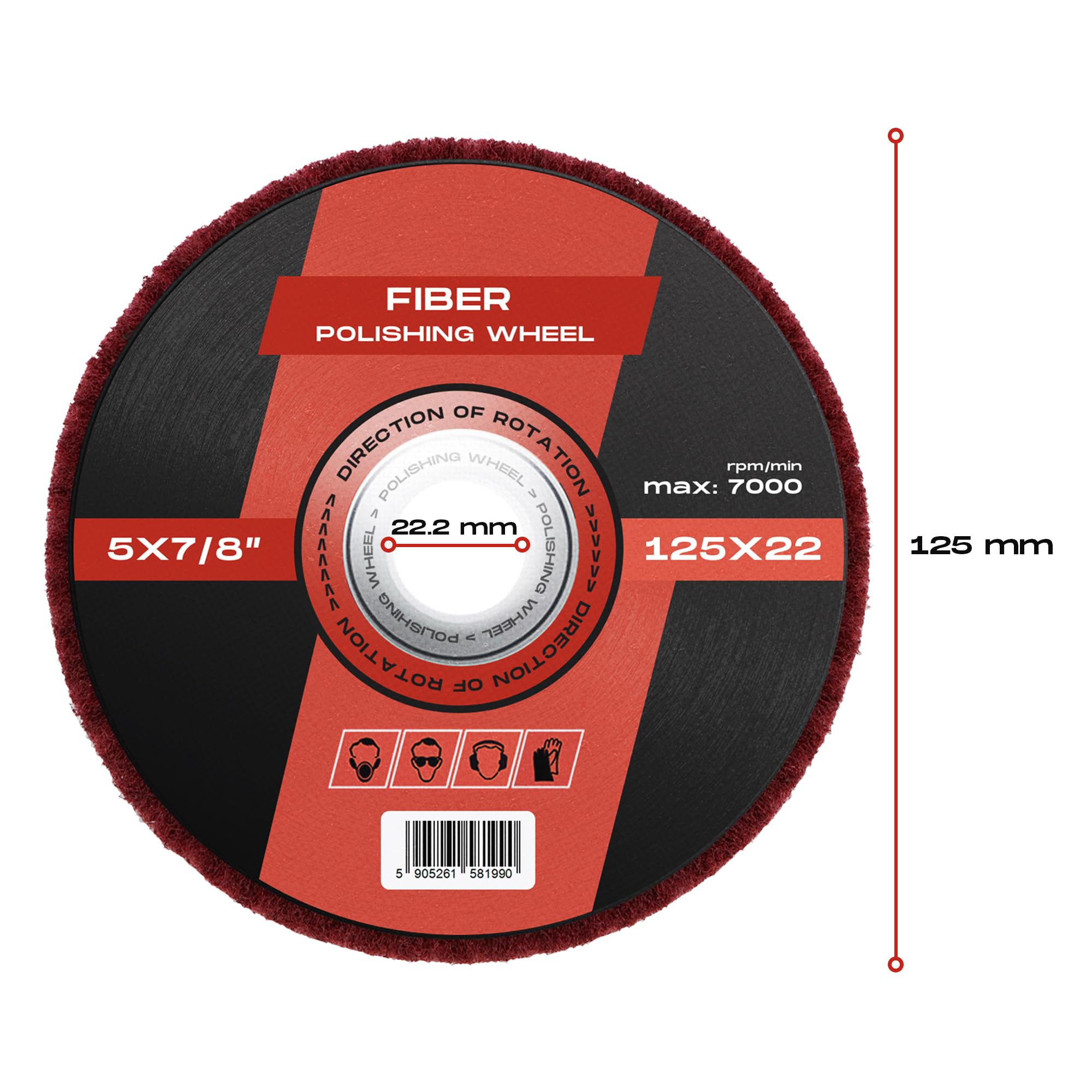10x Dischi Pulizia 125 x 22,2 mm Ruote Lucidatura Smerigliatura Polietilene Poliammide Fibra Molatura Vernice Rimozione e Ruggine Smerigliatrice Angolare