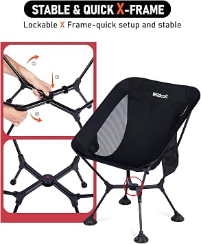 WildCall 1 Anti-Sink Feet Camping Chair and 1 Ultralight Camping Table, Ultralight Compact for Adults Outdoor Camping Backpacking Hiking