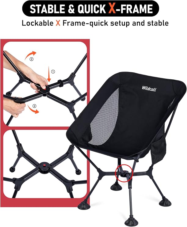 WildCall 1 Anti-Sink Feet Camping Chair and 1 Ultralight Camping Table, Ultralight Compact for Adults Outdoor Camping Backpacking Hiking