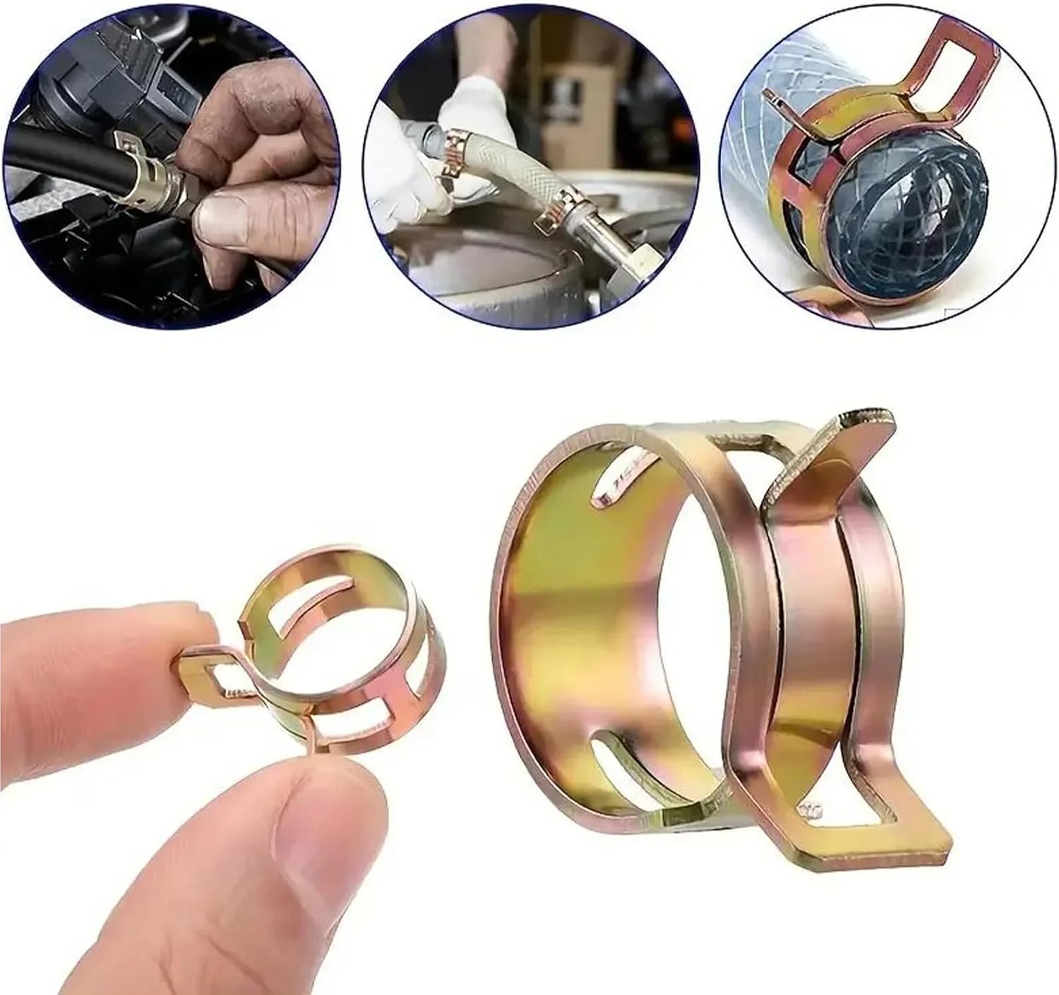 75pcs 6-10mm Steel Spring Driven Hose Clamp Low Pressure Air Clamp Fastener Sorting Kit for Pipes, Automobiles for Water and Gas Pipes