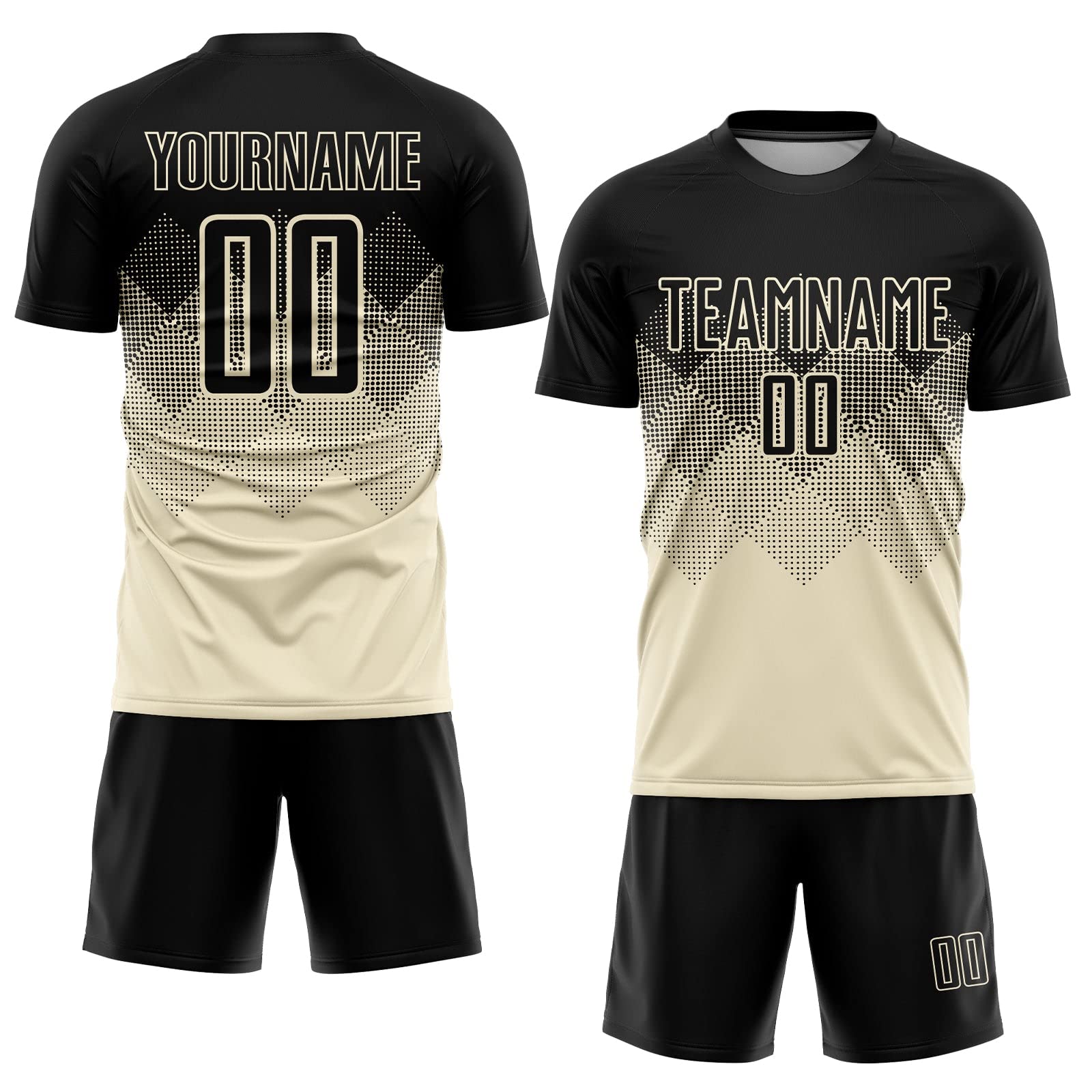 Generic Custom Soccer Jerseys for Men Women Kids Youth, Cream Black Personalized Soccer Jersey Printed Name Number Logo Mens Clothing