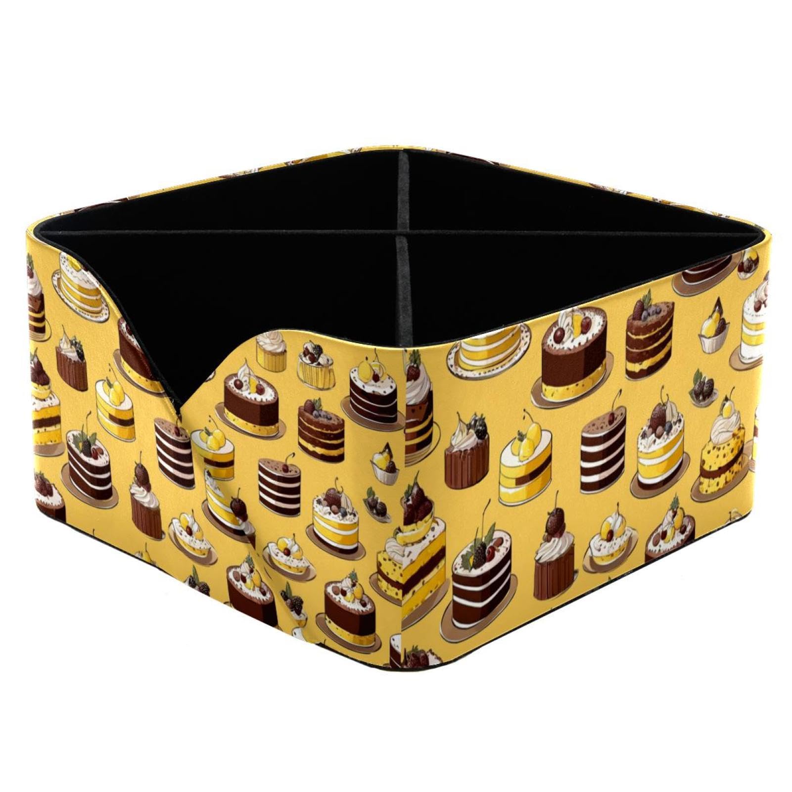Porte-stylos rectangulaire jaune motif dessert pour bureau
