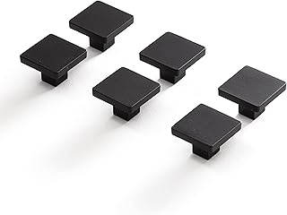 BINO | 6-Pack Cabinet Knobs - 1.15" Diameter (29mm), Matte Black | Dresser Knobs | Drawer Knobs | Kitchen Cabinet Knobs for Cabinets and Drawers | Knobs for Dresser Drawers | Cabinet Door Knobs