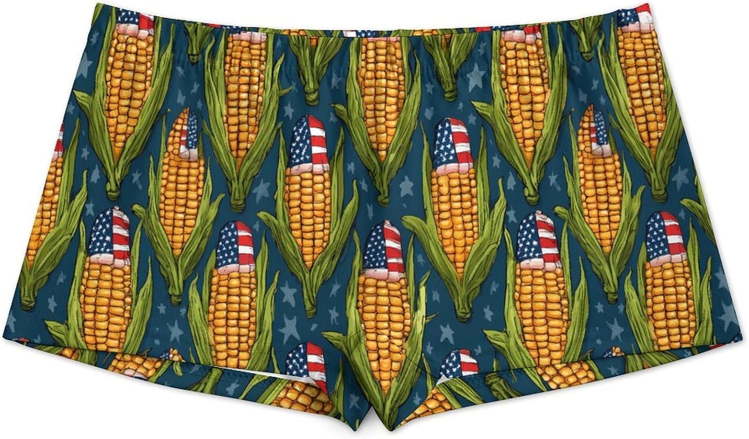 Corn with U.S. Flag Funny Women's Boxer Briefs Breathable Underpants Trunks Stretch Underwear