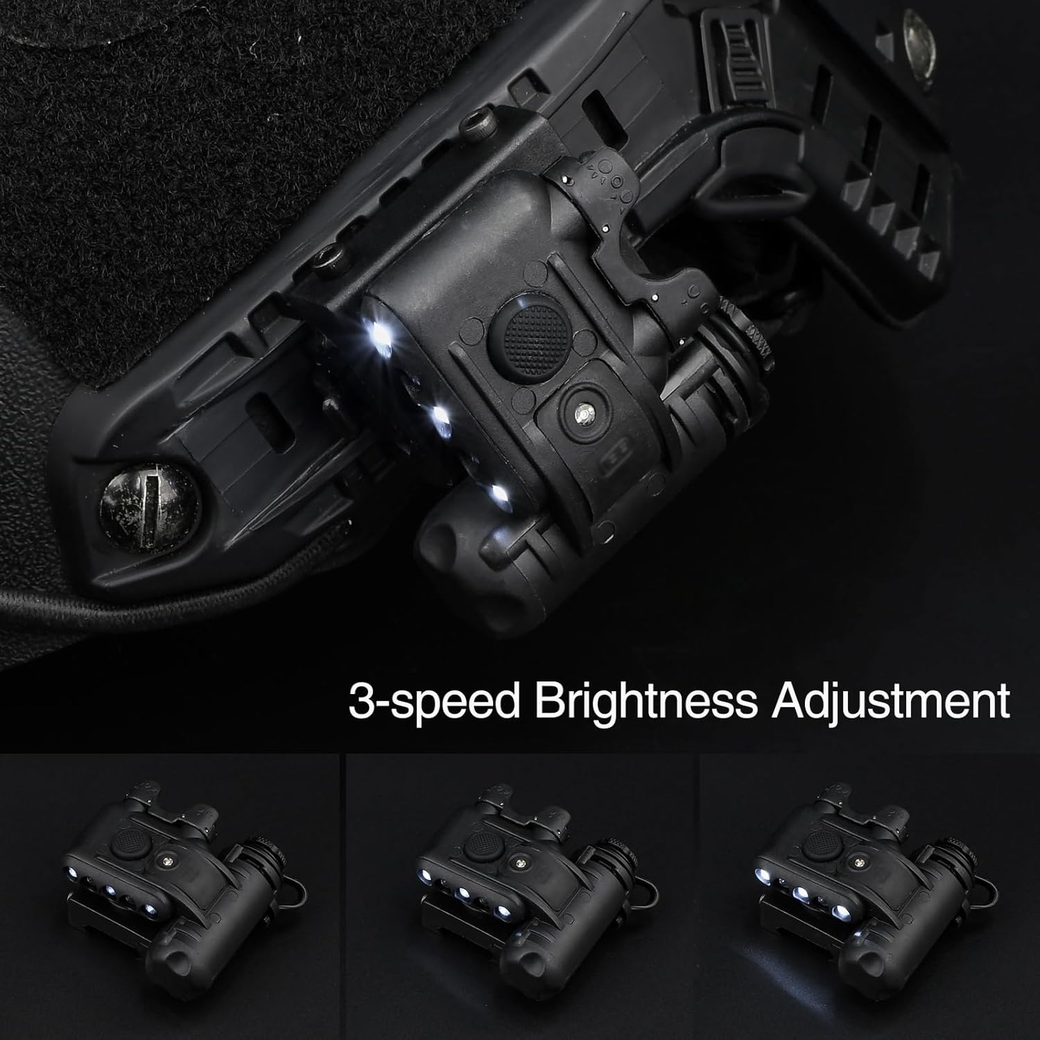 5 LED Beads Black Helmet Light with Red Light + White Task Lamp + IR Strobe Beacon & Tan Helmet Light Military 4 Modes with Green Light + White LED Lamp + IR Strobe/Constant Light