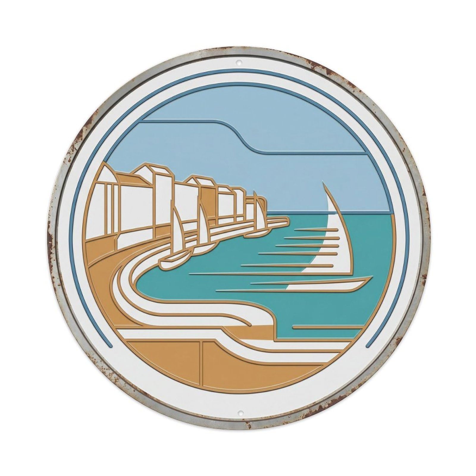 Honfleur Streamline Harbor Travel Metal Tin Sign