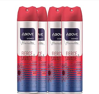 ABOVE Fierce and Savage - 48 Hours Personalities Antiperspirant Deodorant Set for Women - Notes of Pink Pepper and Jasmine - Dry Spray Protects Against Sweat and Body Odor - Alcohol Free - 4 pc
