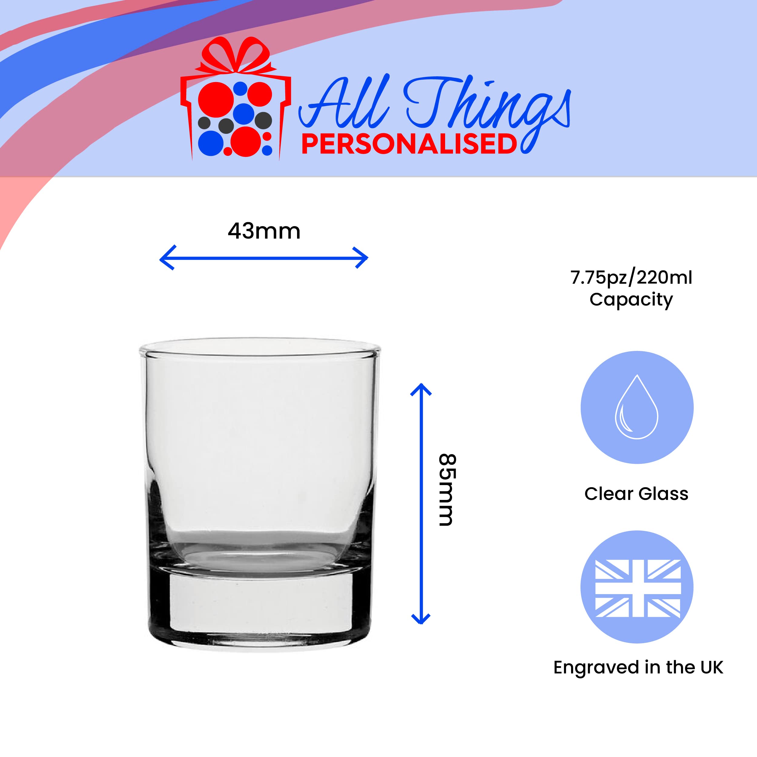 Verre à whisky personnalisable 229 ml avec gravure sur le côté - Pour toutes les occasions telles que les anniversaires, mariages, Noël, Pâques, obtention de diplôme