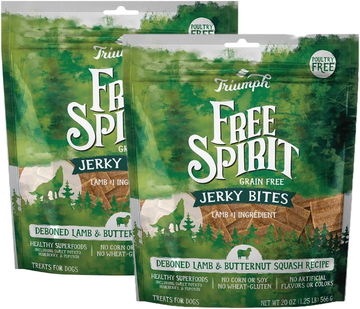 Triumph 2 Pack of Grain-Free Lamb Jerky Bites Dog Treats, 20 Ounces Each
