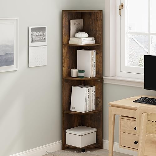 Miniatura 22 de Furinno Estantería básica para libros, estantería de 4 niveles, estantería con estante esquinero en zigzag, 14.2 x 14.2 x 57.7, para sala de estar,