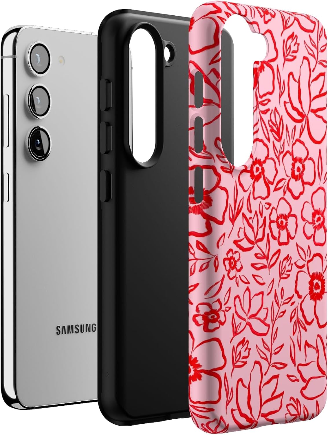 Casely Galaxy S23 Case | Blush Garden | Floral Doodle | Essential Slim Dual-Layer Protective Design