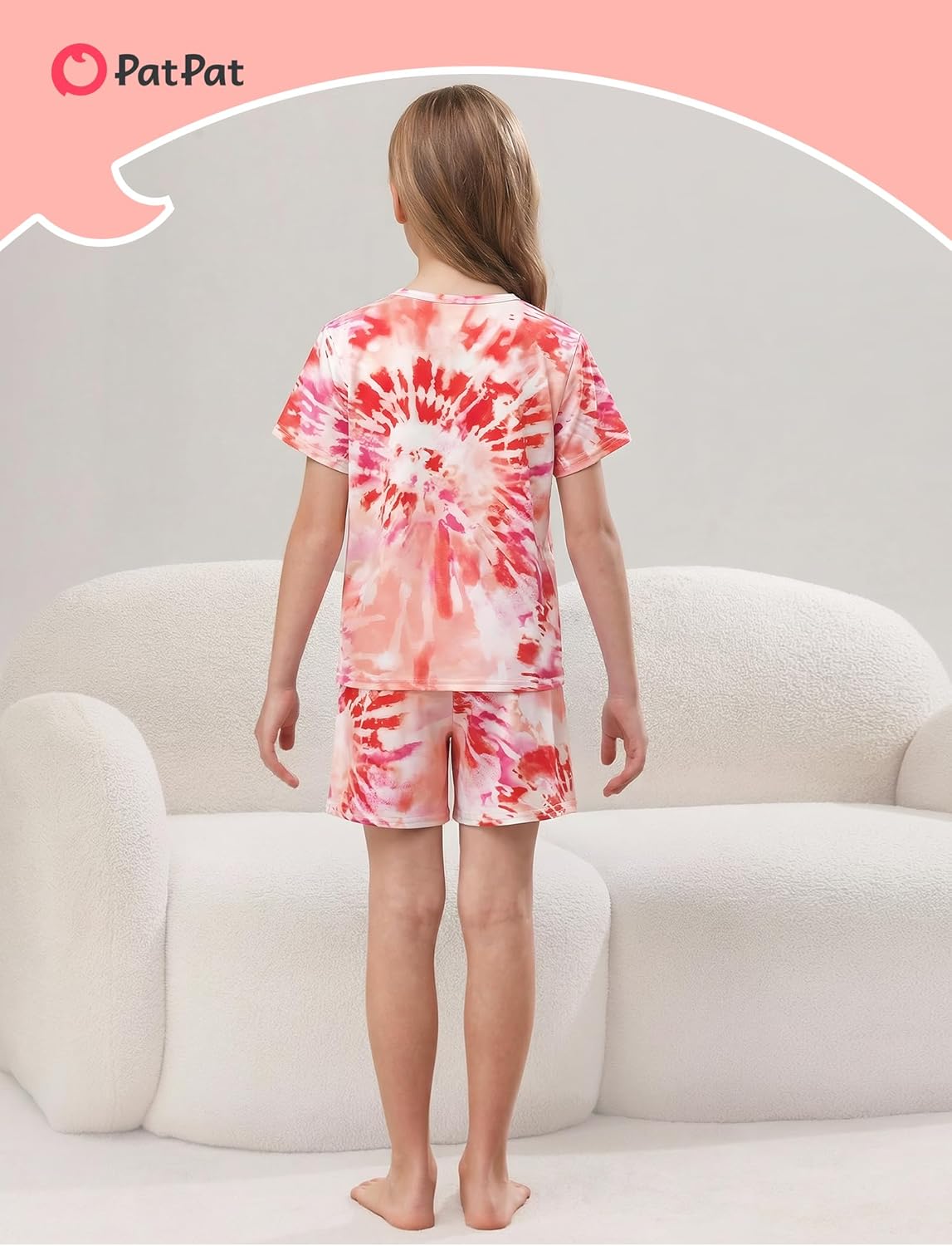 PATPAT Girls Tie Dye Pajamas Sets Short Sleeve Tops and Shorts Pjs Loose Unisex 2 Piece Loungewear Summer Home Wear - Image 6