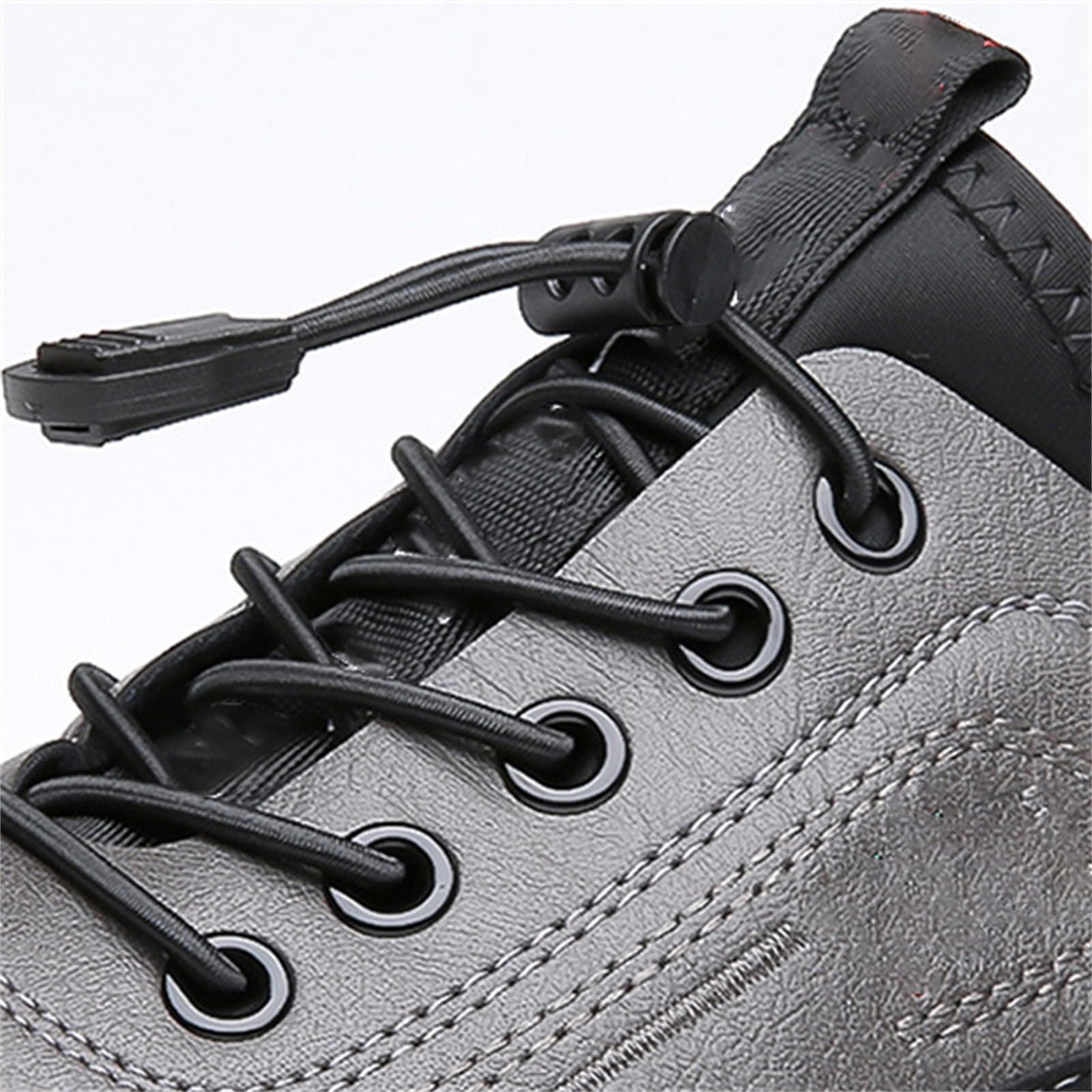 Scarpe da uomo in pelle casual con lacci elastici a chiusura rapida, bianco