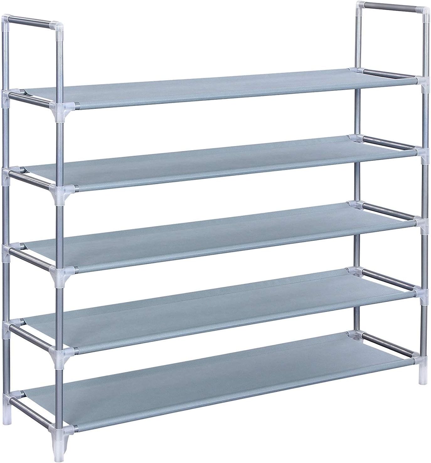 5 Tiers 25 Pairs Non-Woven Fabric Shoe Rack Simple Assembly with Handle Tower Storage Organizer Cabinet Adjustable Shoes Shelf Tower Metal Tall for Closet with Spare Parts,DIY (Grey)