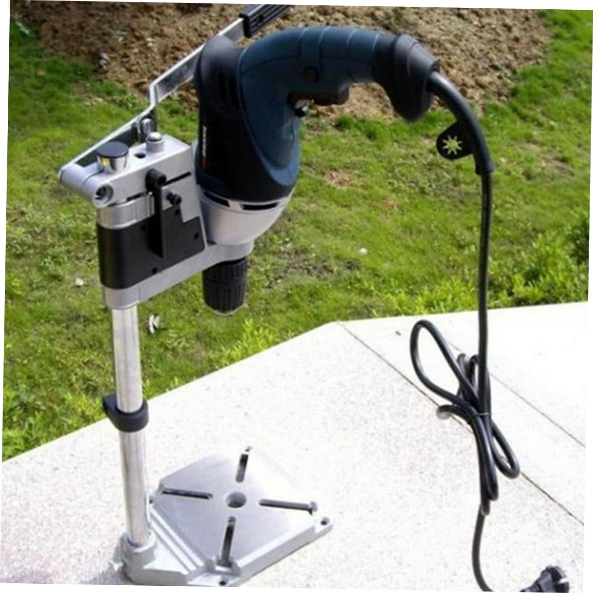 Adjustable Single Hole Drill Press Rack with Iron Base, Universal Drill Stand Bench Clamp Support Tool for Power Tool Accessories and Workshop Use