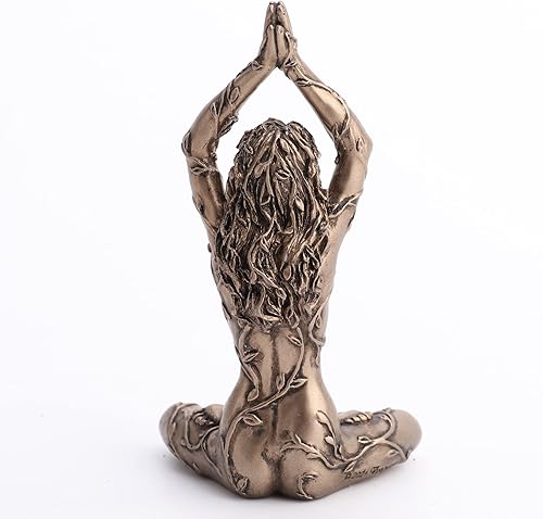 Miniatura 5 de Veronese Design 3 3/8" Earth Spirit Gaia Lotus Pose - Figura de resina pintada a mano con acabado de bronce