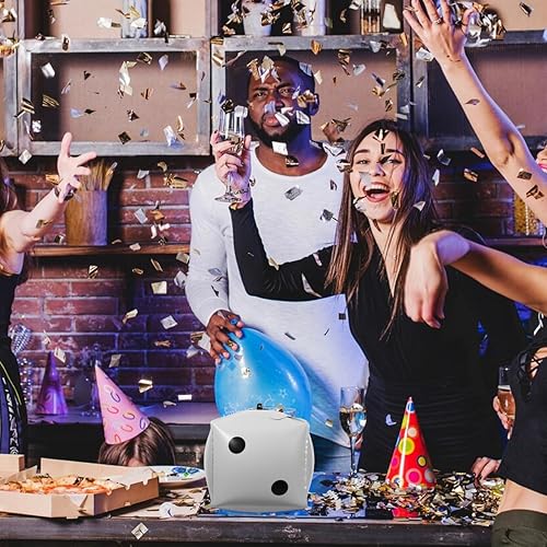 Miniatura 7 de SAFIGLE Globo de papel de aluminio para dados de 7 pulgadas, cubo de película de aluminio, decoración de fiesta temática de juegos, noche, accesorio