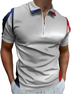 Men's Classic Short Sleeve Zipper Polo Tracksuit Shirt in Regular Fit
