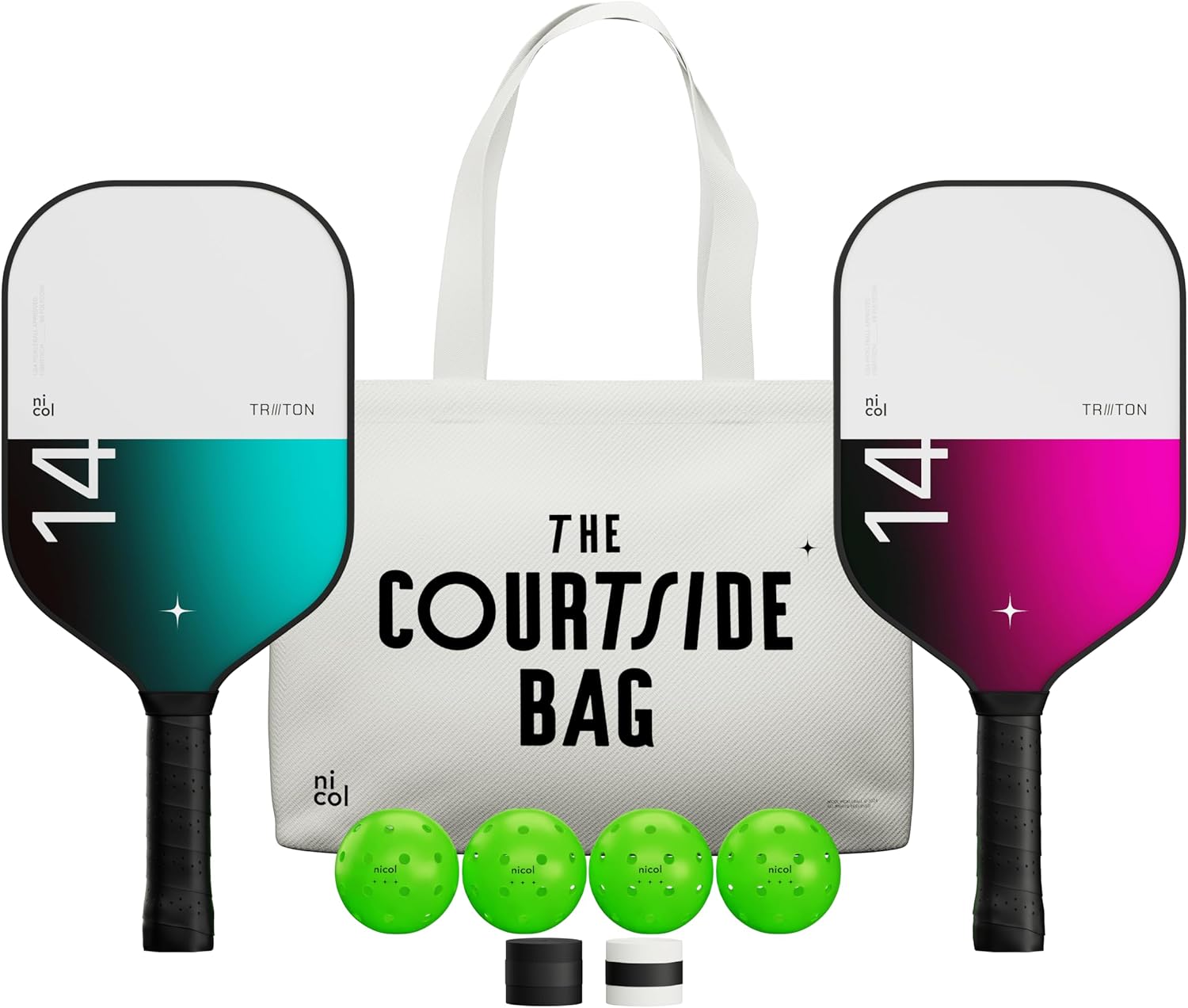 Pickleball Paddle by Nicol 2025 Triton | Fiberglass Hybrid Surface | Control Paddles X8 PolyCore | Lightweight 14MM Racket with Ergonomic Grip | Power Racquet Teal & Wine